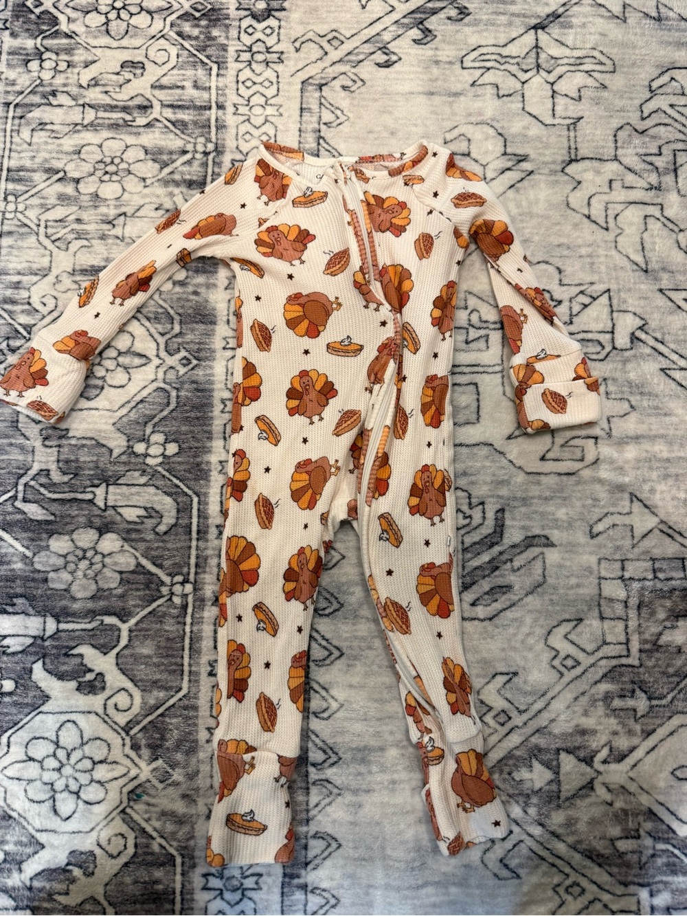 Caden Lane Turkey Treats Convertible Romper-3/6 months